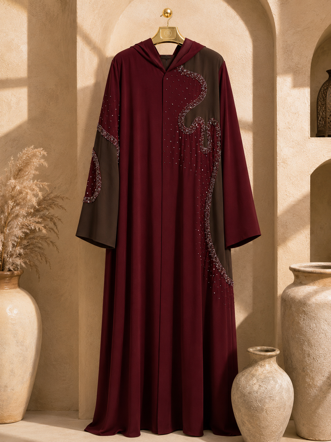 Ruby Noir Crystal Embellished Premium Abaya