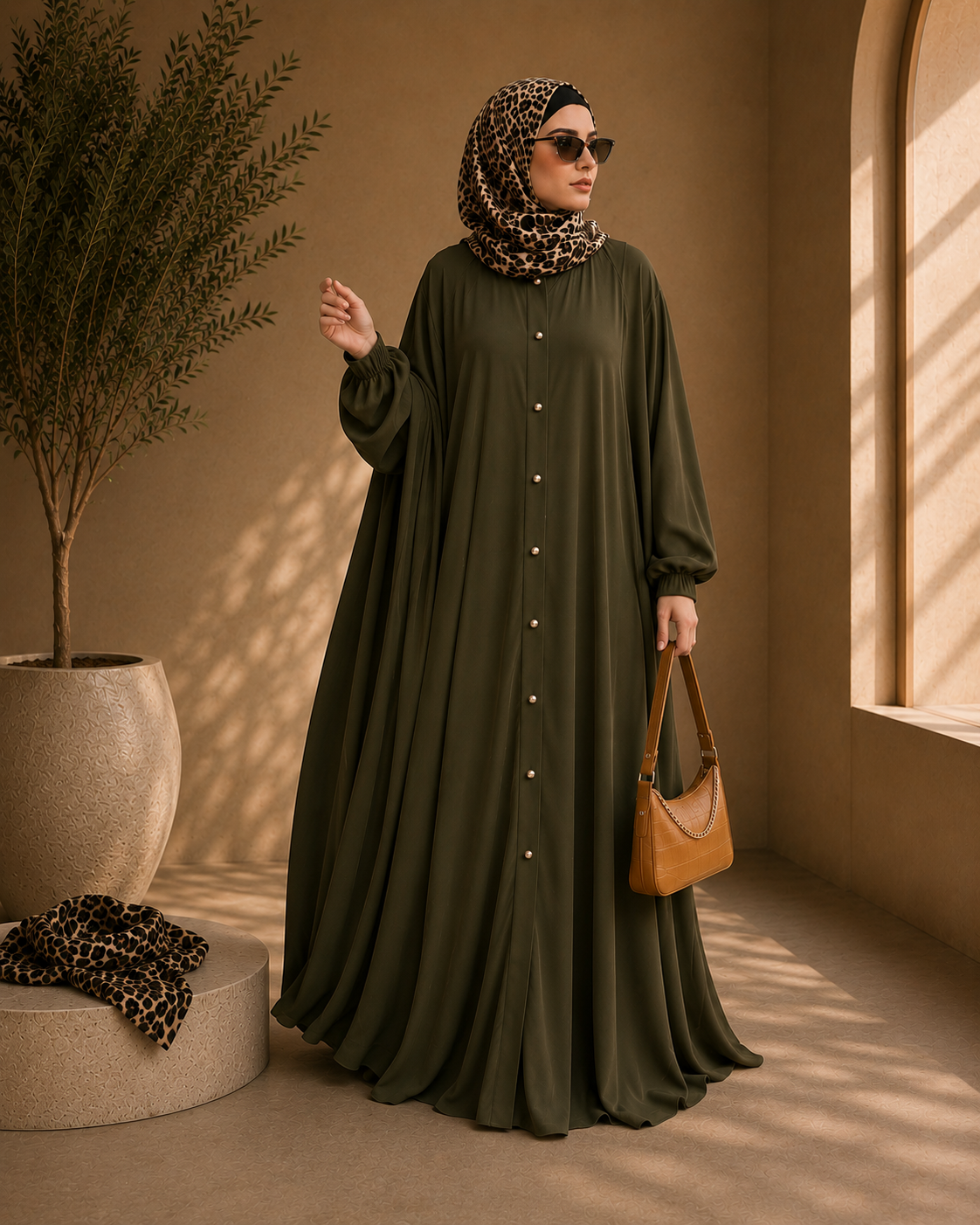 Olive Luxe Flow Abaya