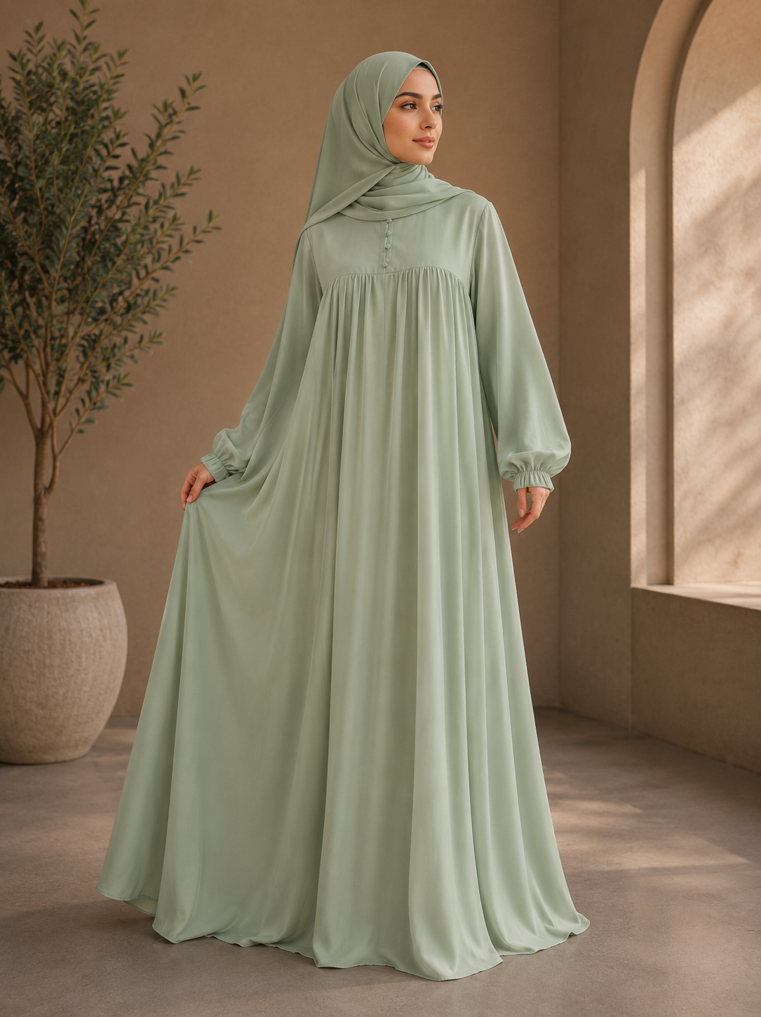 Flairy Pleated Abaya