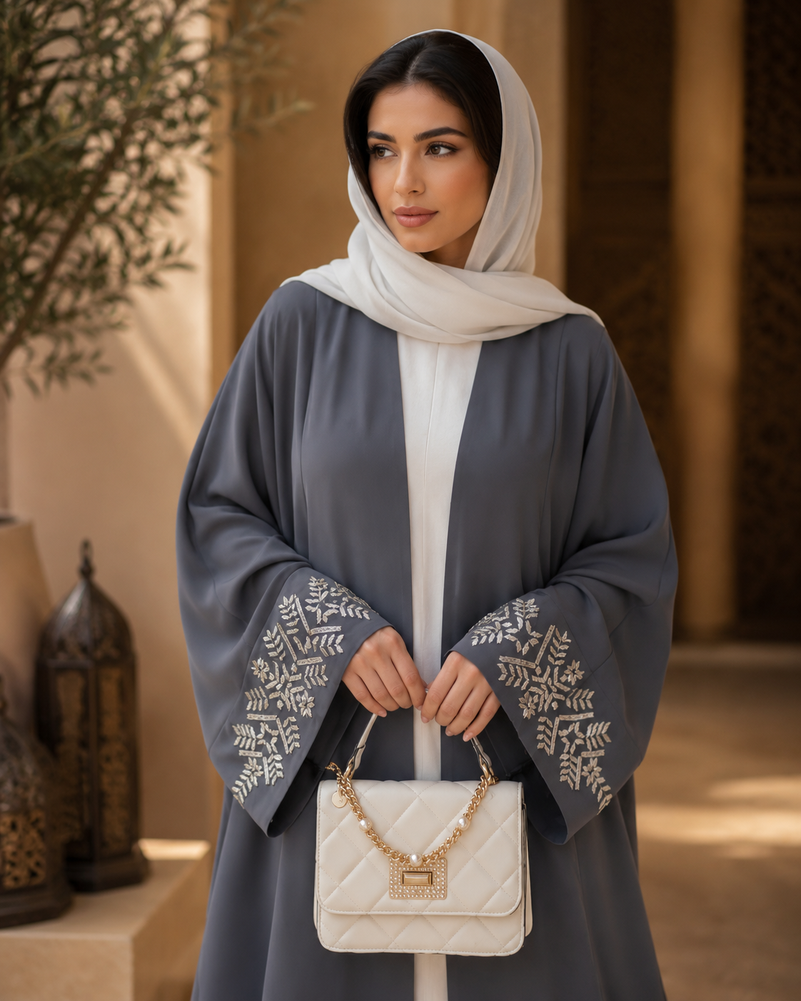 Noor Grey Abaya Set