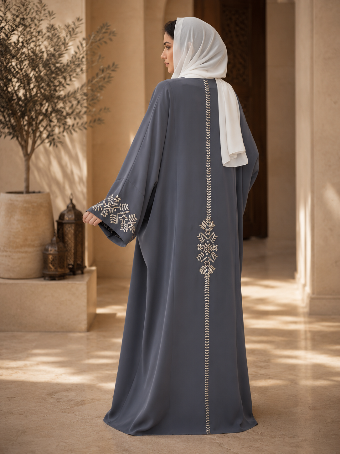 Noor Grey Abaya Set