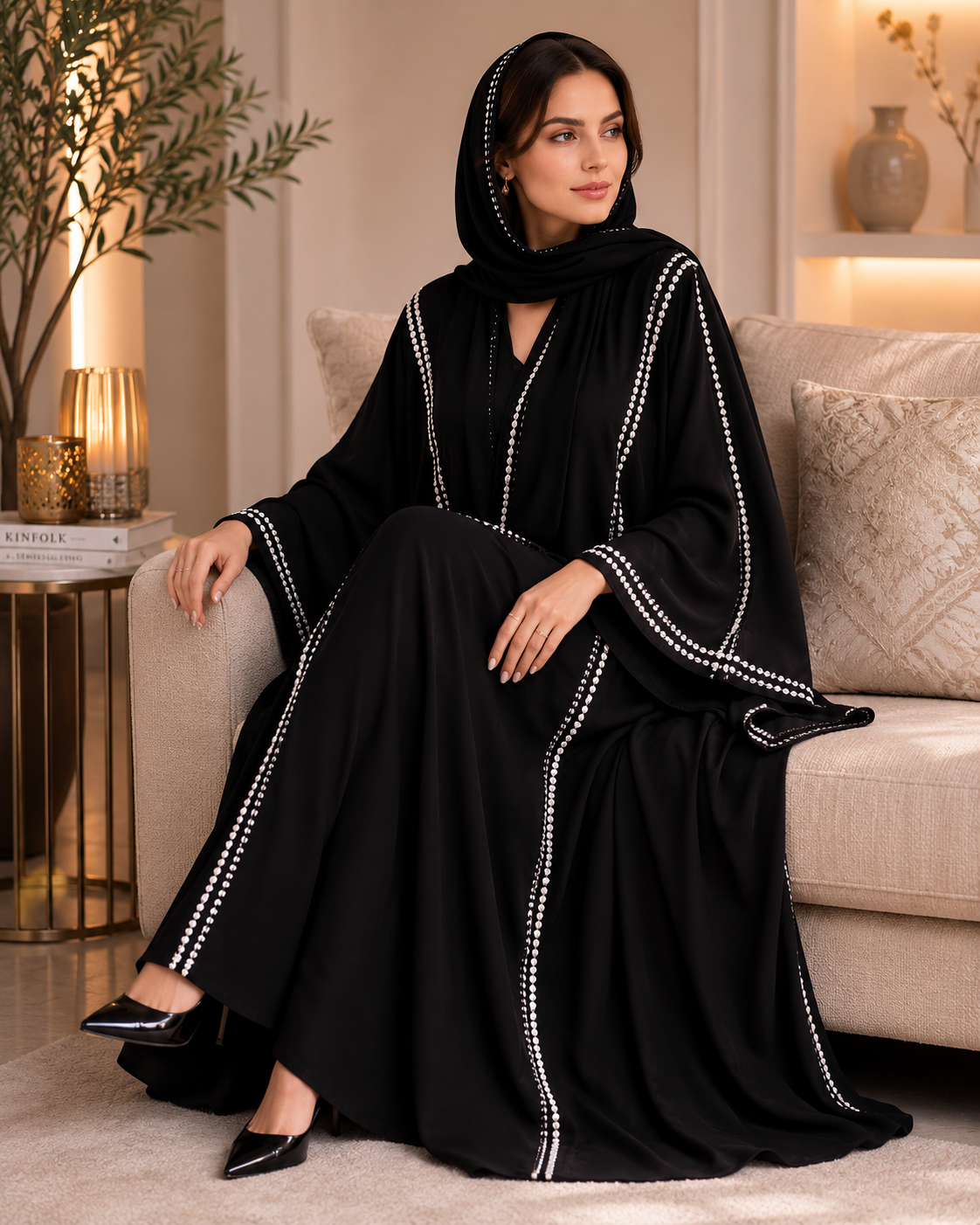 Noir Embroidery Elegance Abaya