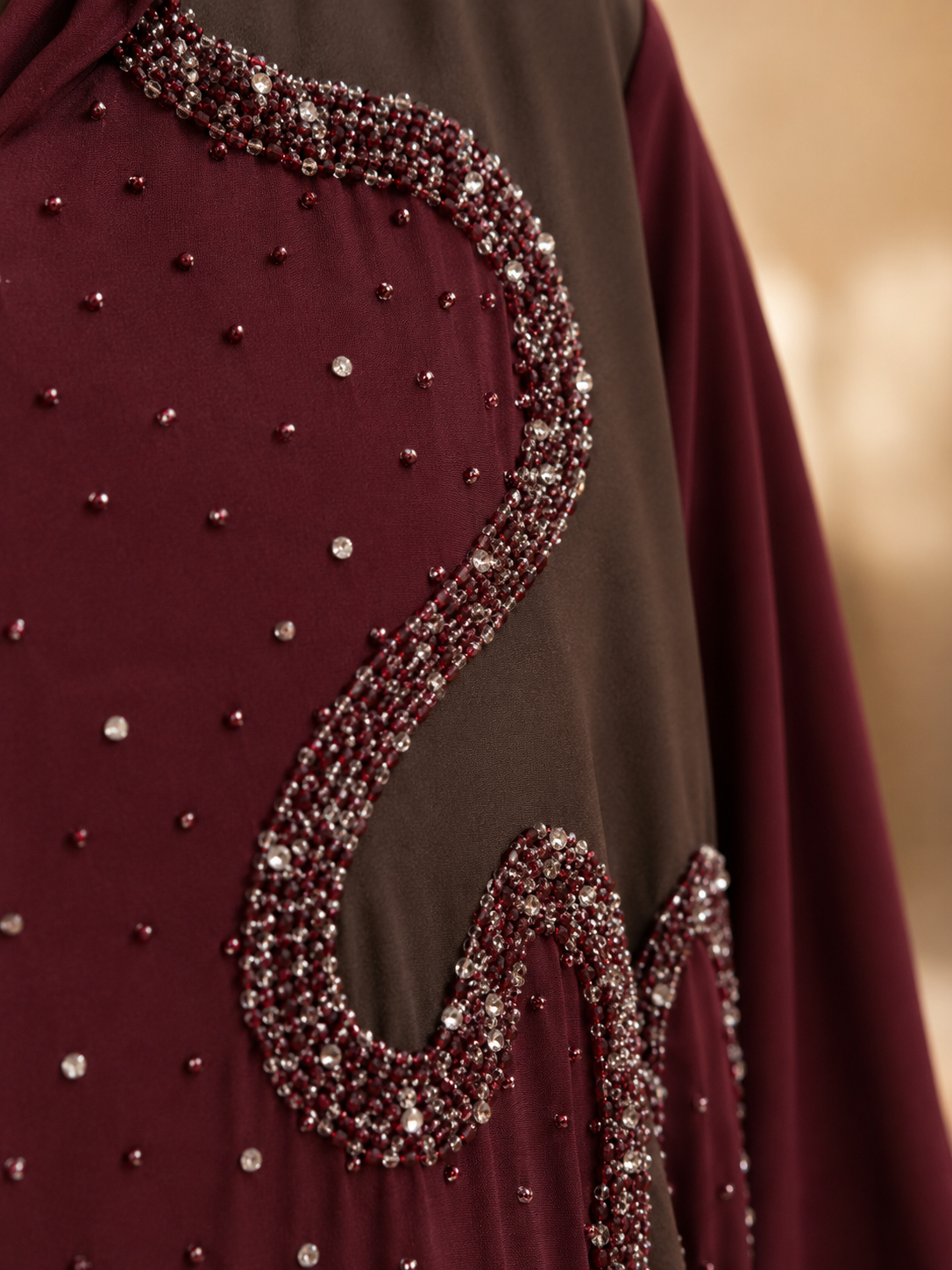 Ruby Noir Crystal Embellished Premium Abaya