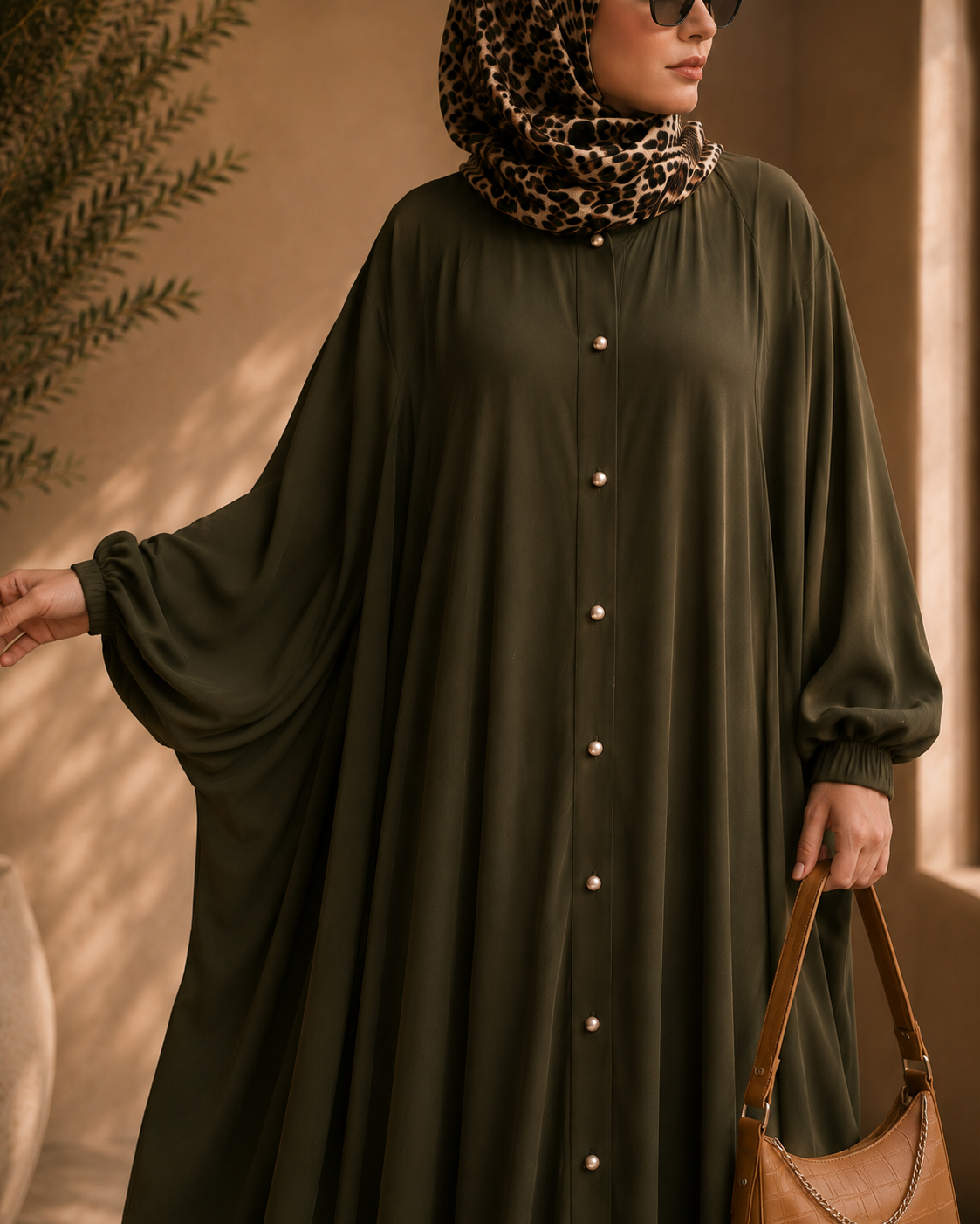 Olive Luxe Flow Abaya
