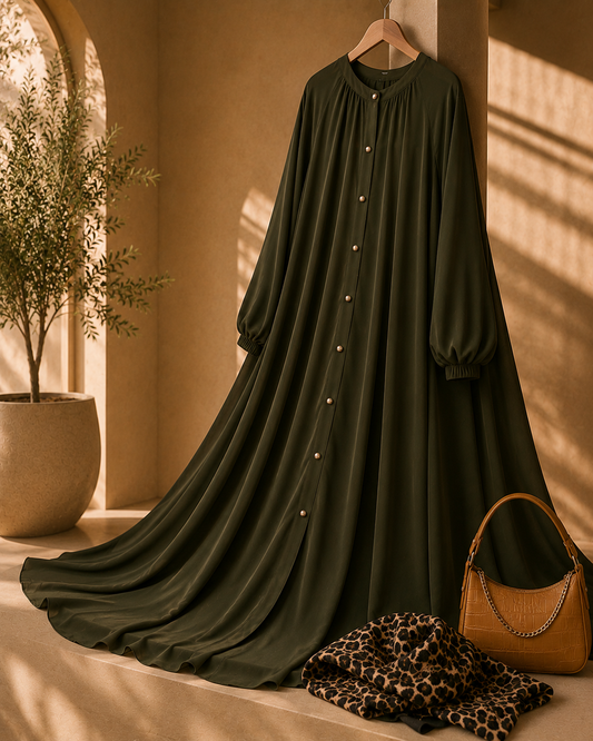 Olive Luxe Flow Abaya