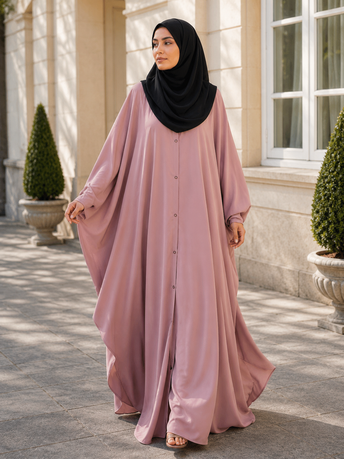 Dusty Blush Nida Kaftan Abaya