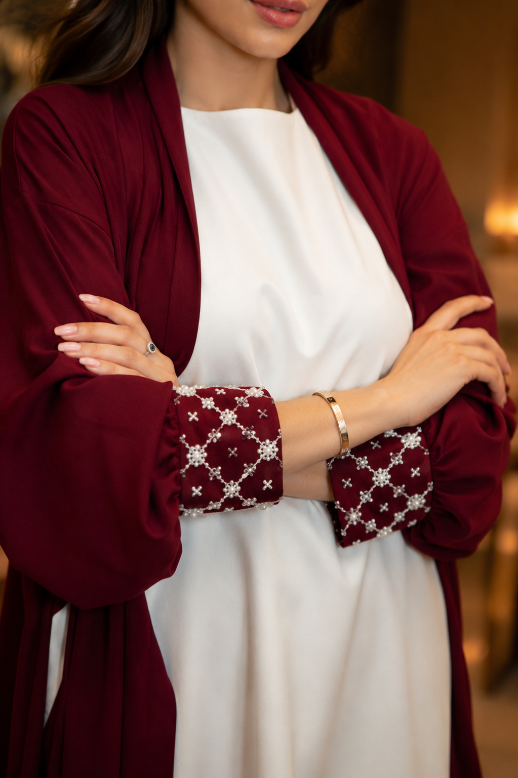 Burgundy Nida Embroidered Modest Set