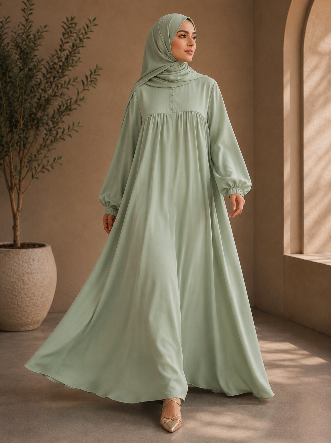Flairy Pleated Abaya
