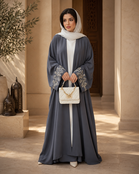 Noor Grey Abaya Set
