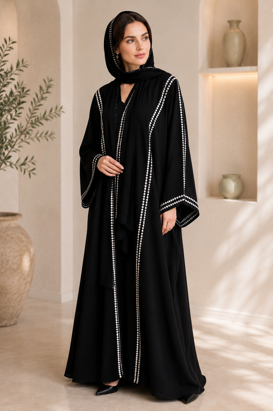 Noir Embroidery Elegance Abaya