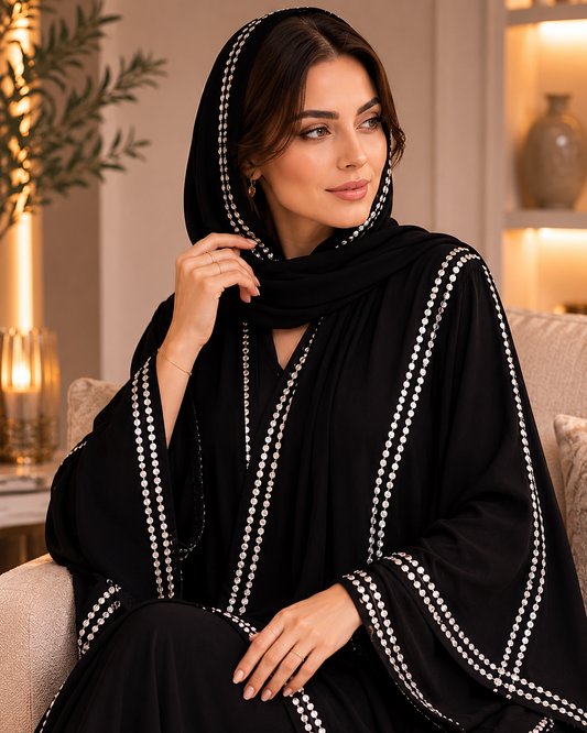 Noir Embroidery Elegance Abaya