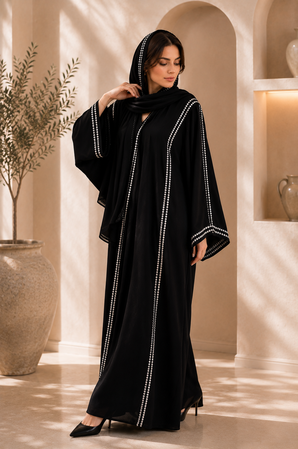 Noir Embroidery Elegance Abaya