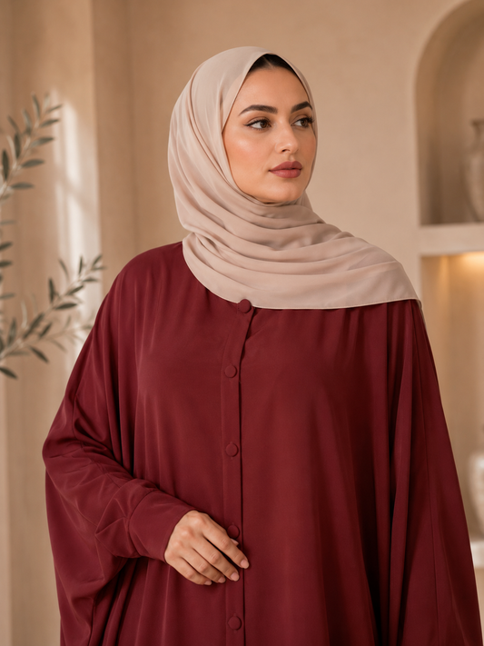Sahara Grace Batwing Abaya – Burgundy