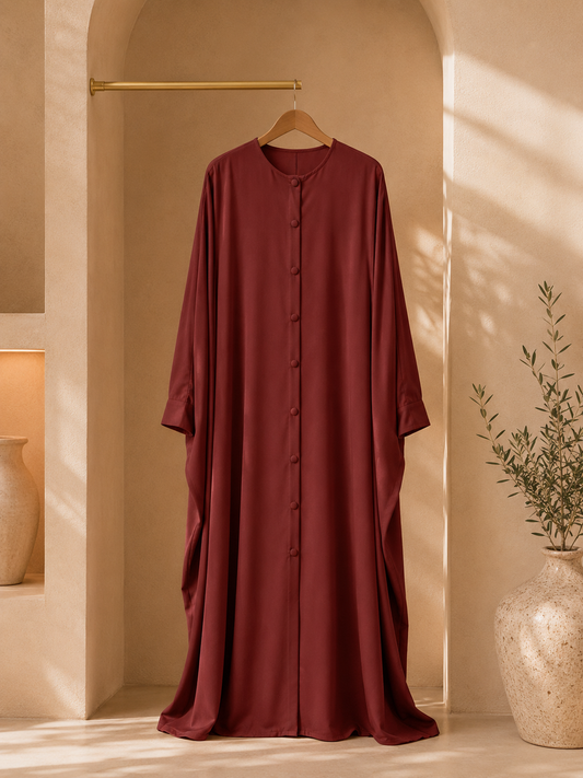 Sahara Grace Batwing Abaya – Burgundy