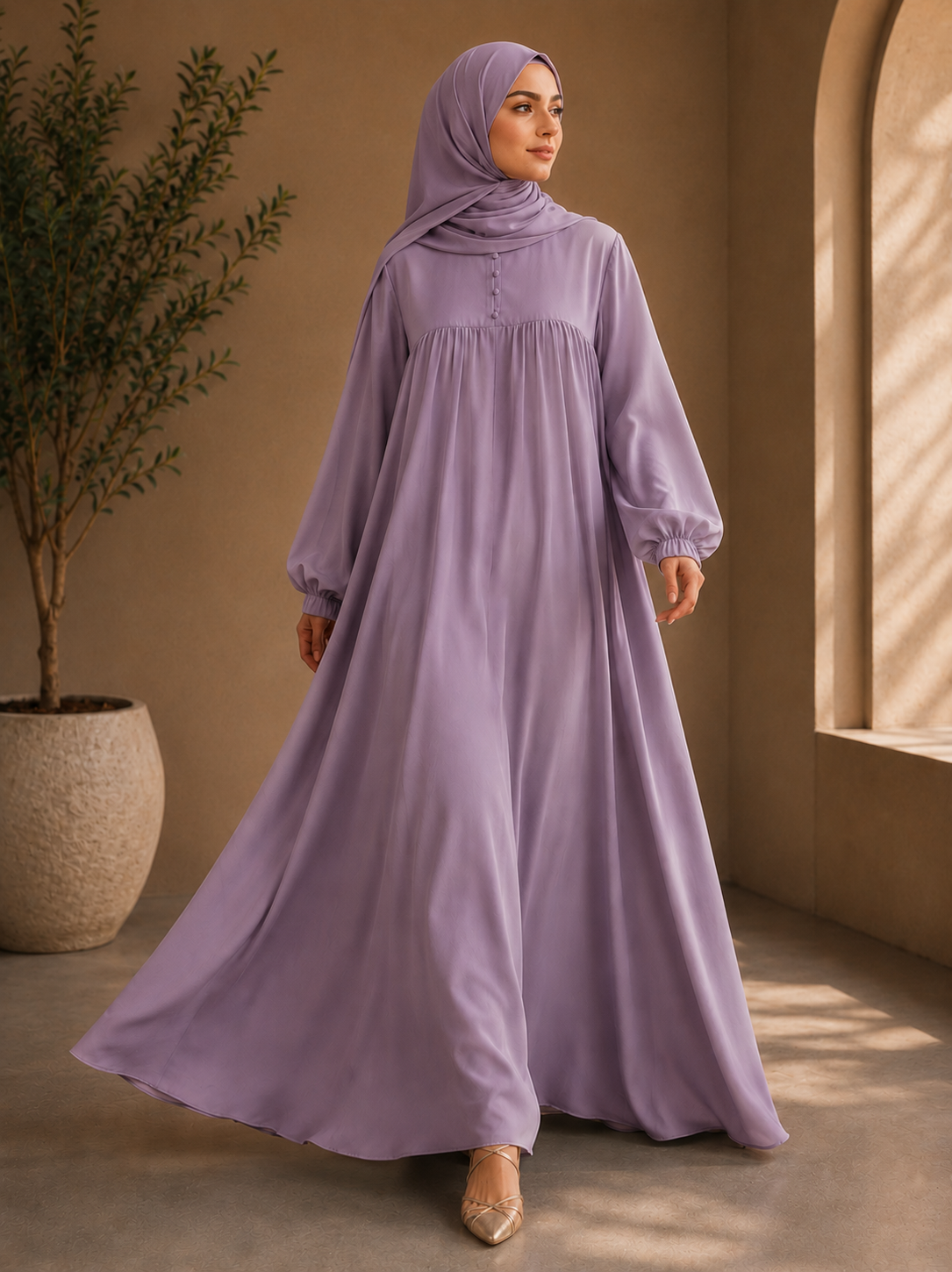 Flairy Pleated Abaya