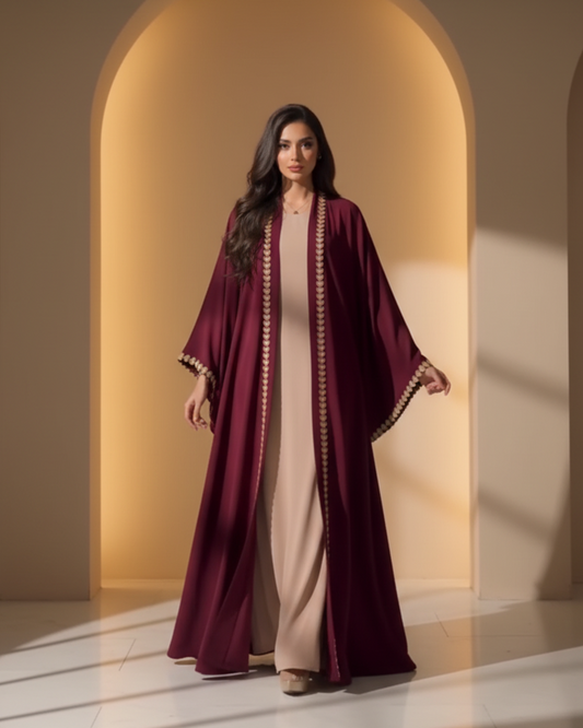 Noor Luxe Three-Piece Modest Embroidery Abaya coustomiz available black colour available