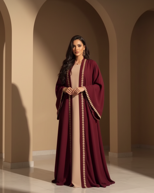 Noor Luxe Three-Piece Modest Embroidery Abaya coustomiz available black colour available