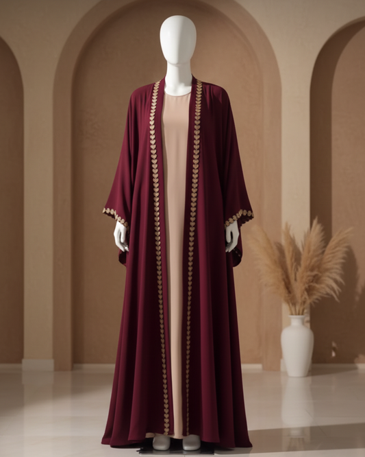 Noor Luxe Three-Piece Modest Embroidery Abaya coustomiz available black colour available