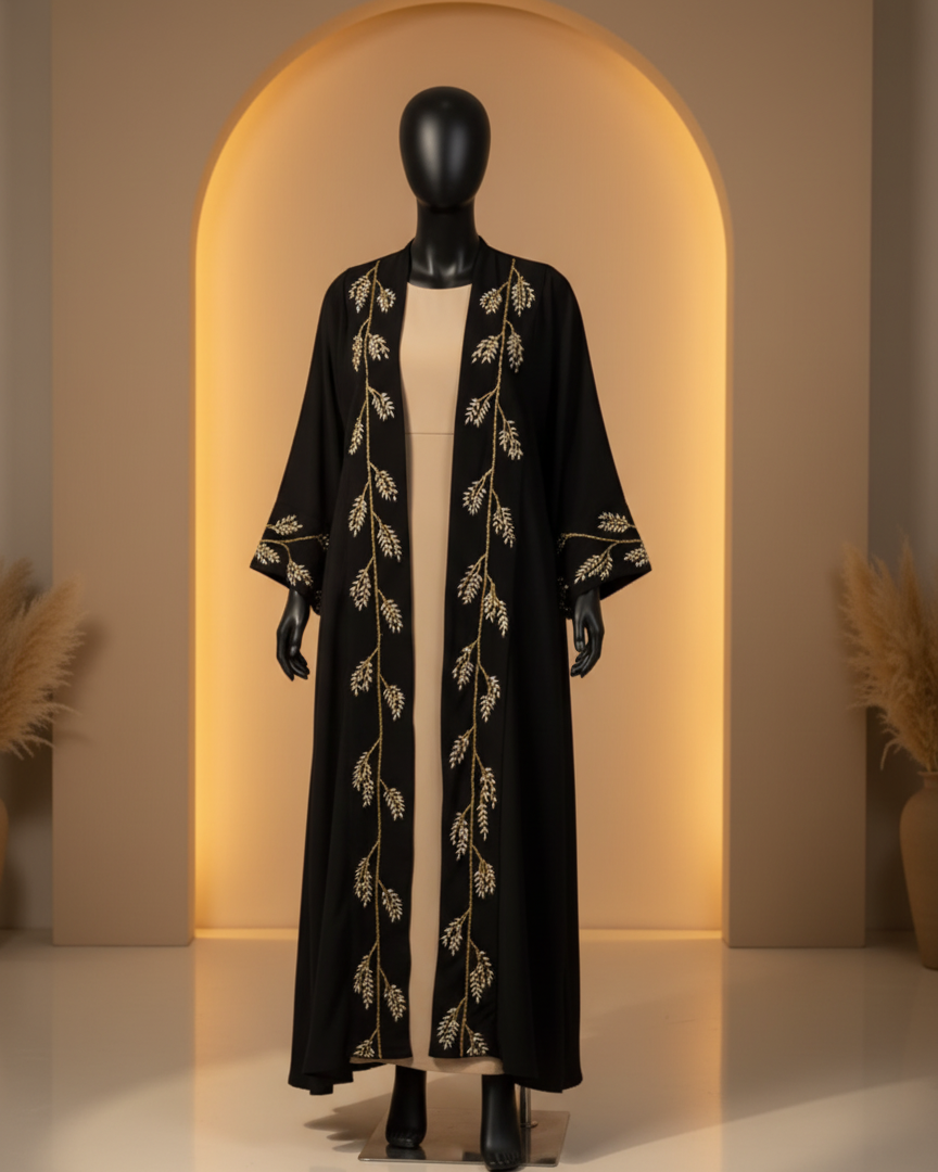 Golden  black Hand work Abaya Set coustomiz available