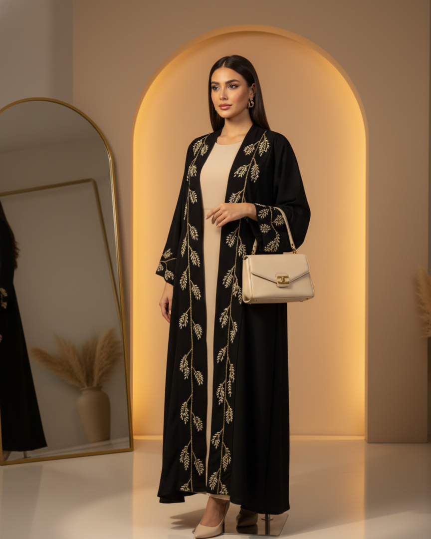 Golden  black Hand work Abaya Set coustomiz available