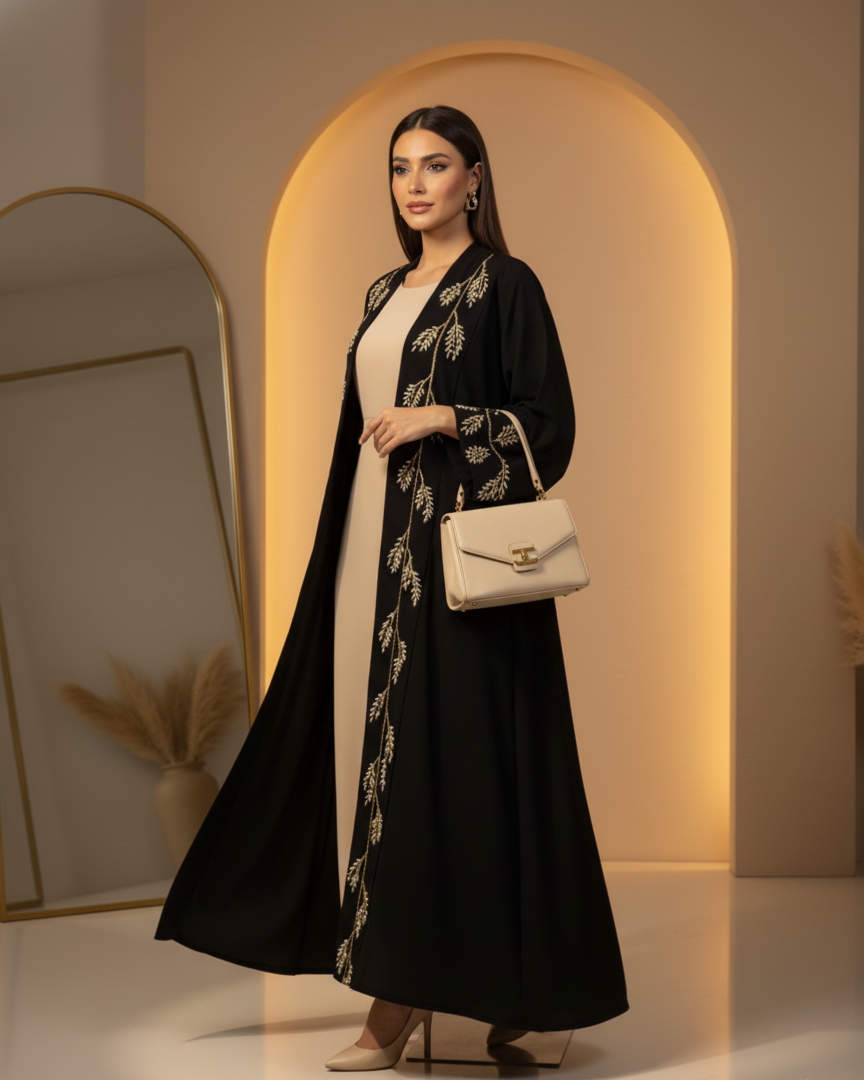 Golden  black Hand work Abaya Set coustomiz available