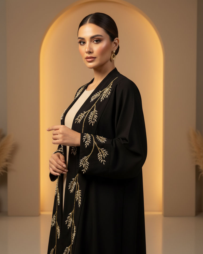 Golden  black Hand work Abaya Set coustomiz available
