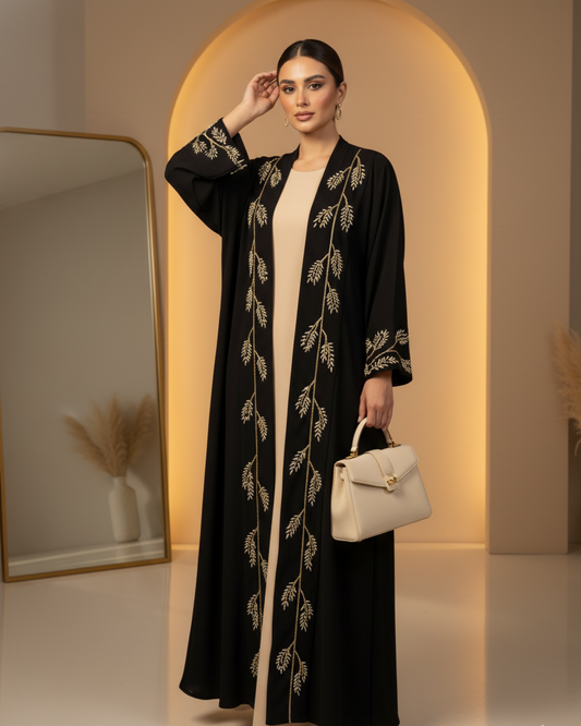 Golden  black Hand work Abaya Set coustomiz available