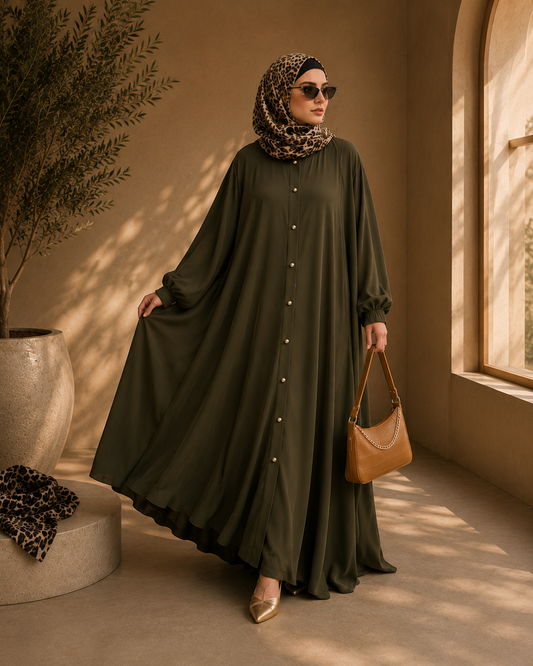Olive Luxe Flow Abaya
