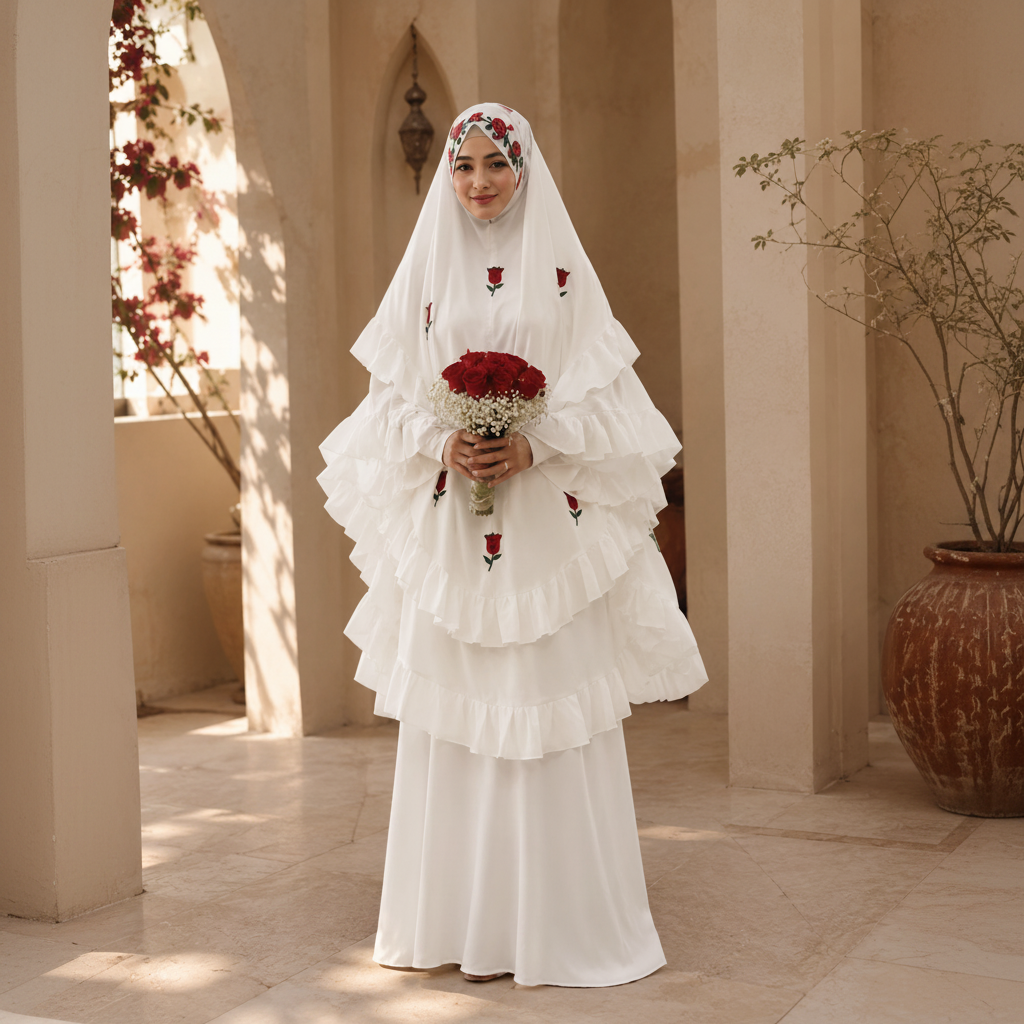 Abaya Al Jalilah – Luxury Layered Rose Khimar Set