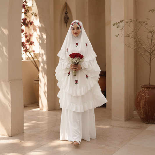Abaya Al Jalilah – Luxury Layered Rose Khimar Set