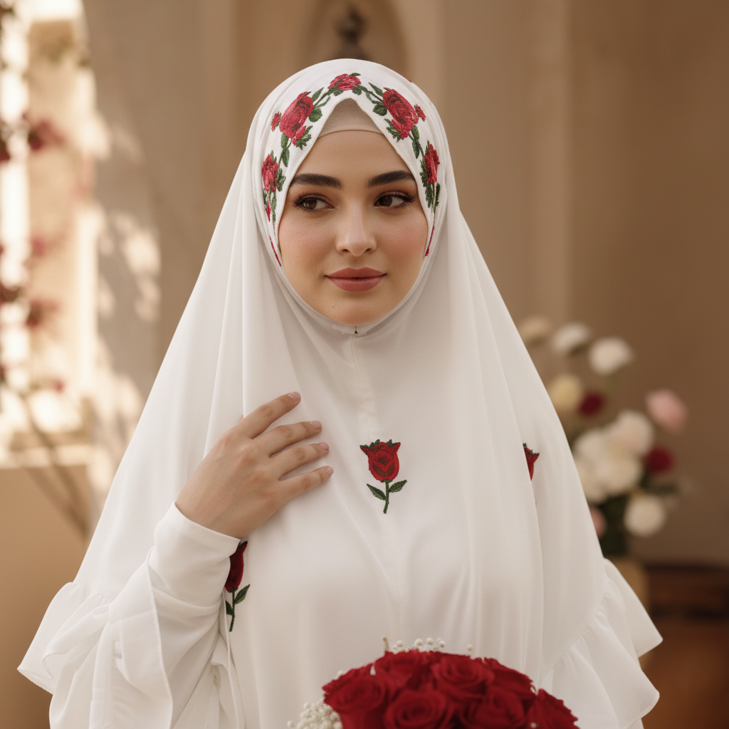 Abaya Al Jalilah – Luxury Layered Rose Khimar Set