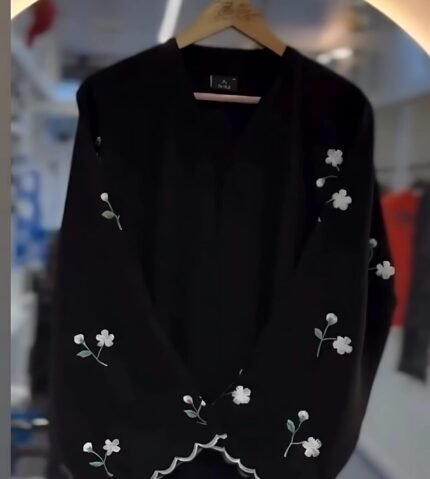 Embroidery Front open A line abaya